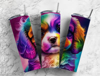 Puppy Alcohol Ink Effect 20 oz. Skinny Tumbler twrap1