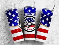 Retro Mama US Flag Fourth Of July 20 oz. Skinny Tumbler Sublimated a105