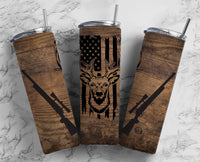 Deer Buck Flag Hunting 20 oz. Skinny Tumbler Sublimated deerwood