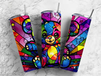 Teddy Bear Stained Glass Effect 20 oz. Skinny Tumbler Sublimated SG72