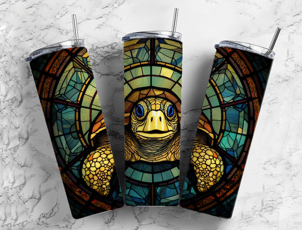 Sea Turtle Stained Glass Effect 20 oz. Skinny Tumbler Sublimated SG76