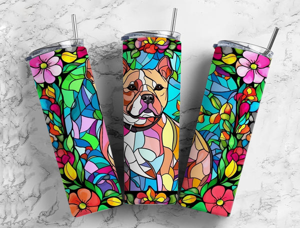 Dog Stained Glass Effect 20 oz. Skinny Tumbler Sublimated tpngdes15