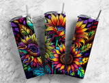 Sunflowers Alcohol Ink Effect 20 oz. Skinny Tumbler TWD25