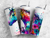 Flowers Horse Alcohol Ink Effect 20 oz. Skinny Tumbler TI47