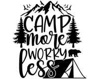 Camp More Worry Less Decals Sign RV Camper Camping Door Sticker