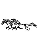 Two Running Horses Decal EQH104 - two horses running together with manes flying, die-cut vinyl for horse trailers, cars and trucks - Sticker Chef