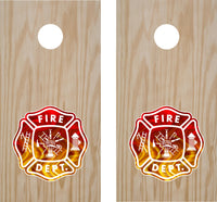 Fire Dept Cornhole Decals - Real Flames