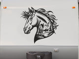 Mountain Horse Head Decal - Scenic Vinyl Sticker for Equestrian Lovers HH01