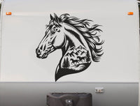 Horse Head Decal with Running Horses Scene - Vinyl Sticker for Cars and Trailers HH02