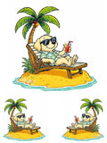 Beach Golden Retriever on Island Sticker Set - Golf Cart Decals 8" & 4" 3-Piece