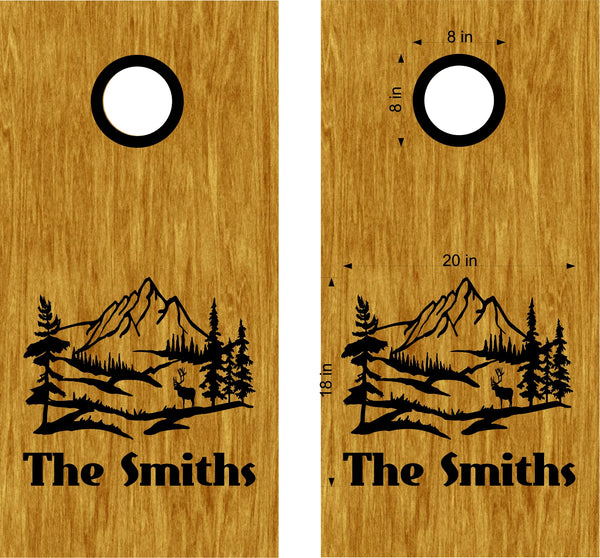 Elk Nature Scenic Mountains Cornhole Decals Family Name Stickers NAT05