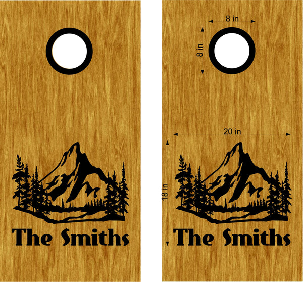 Nature Scenic Mountains Cornhole Decals Family Name Stickers NAT10