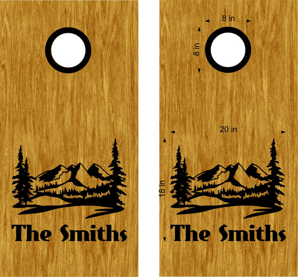 Nature Scenic Mountains Cornhole Decals Family Name Stickers NAT13