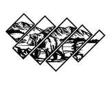 Grizzly Angle Wall Panels WPS120 - a grizzly bear by a mountain lake, split across slanted framed panels, matte vinyl wall decal - Sticker Chef