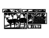 Farm Deer Wall Panels WPS123 - a buck and doe by an old barn and fence, split across mixed framed panels, matte vinyl wall decal - Sticker Chef