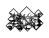 Elk Diamond Wall Panels WPS106 - a bugling bull elk with pines and mountains, split across diamond panels, matte vinyl wall decal - Sticker Chef