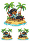 Beach Rottweiler on Island Sticker Set - Golf Cart Decals 8" & 4" 3-Piece