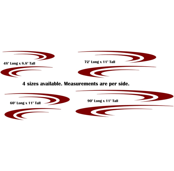 Striped Graphic Decals for Pontoon Boats  Camper Trailers - Replacement Stickers TSW02