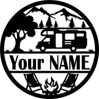 Fire Pit Class C Camper Decals Sign RV Camping Door Sticker