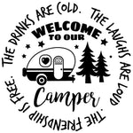 Welcome To Our Camper Sign RV Camping Door Decal Sticker CA55