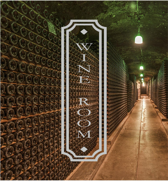 Wine Room Door Etched Vinyl Decal - Classic Framed Label Design