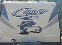 a close up of a trailer with a fish on it