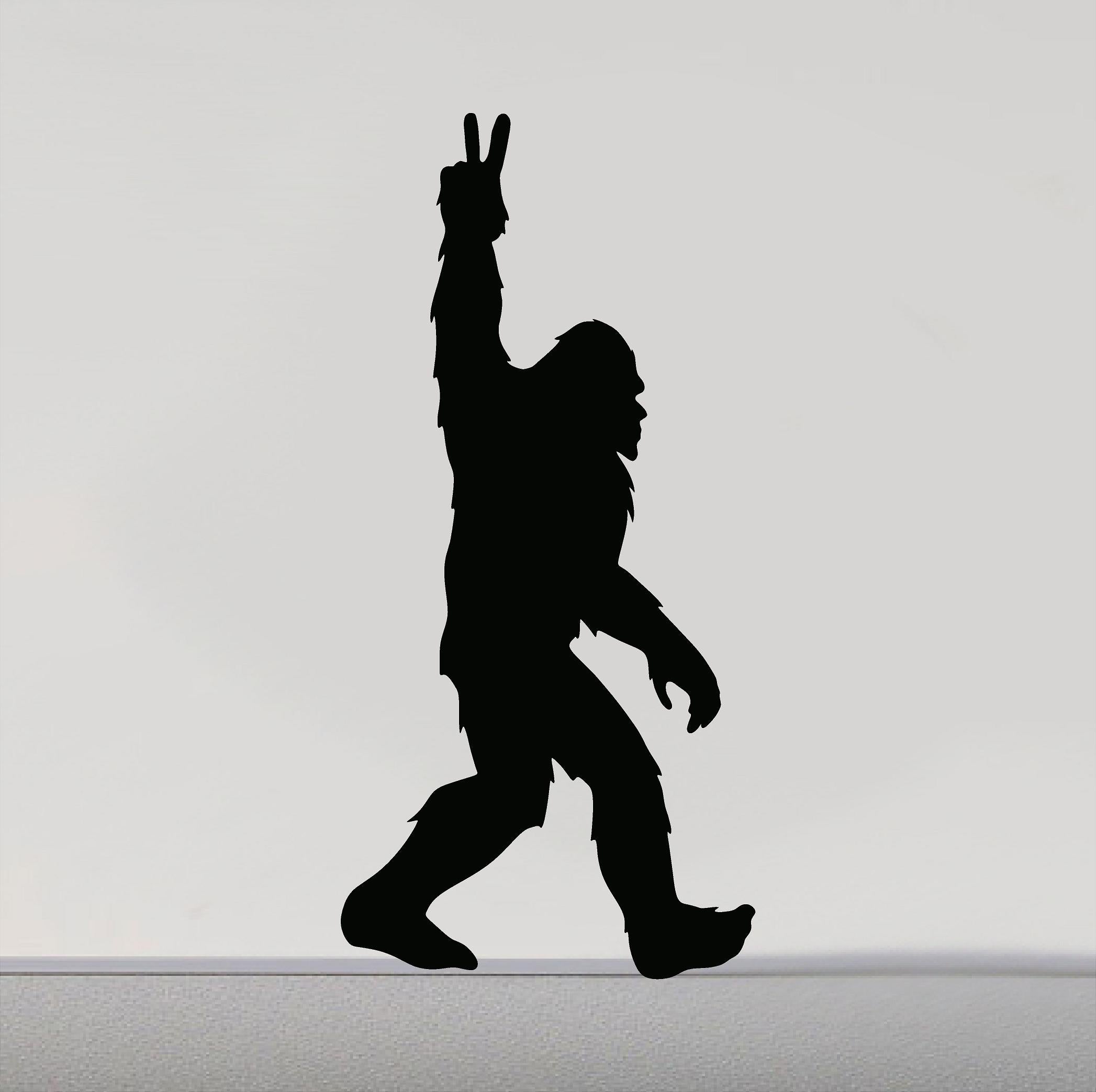 bigfoot with fishing pole transfer Bigfoot Peace Sign Vinyl Decal - Multiple Sizes