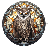 Owl Stained Glass Cling SGC239 - owl printed stained glass window cling - Sticker Chef