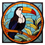 Toucan Stained Glass Cling SGC223 - toucan printed stained glass window cling - Sticker Chef