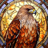 Hawk Stained Glass Cling SGC224 - hawk printed stained glass window cling - Sticker Chef