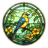Yellow Songbird Window Cling SGC226 - yellow songbird printed stained glass window cling - Sticker Chef