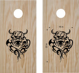 Bull Tribal Flames Vinyl Decal Sticker for Cornhole Boards