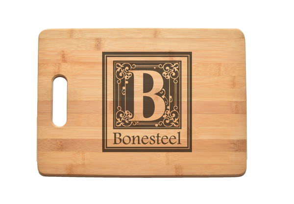 Monogram Family Name Kitchen Chef Baker Engraved Cutting Board CB08