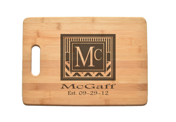 Monogram Family Name Kitchen Chef Baker Engraved Cutting Board CB09