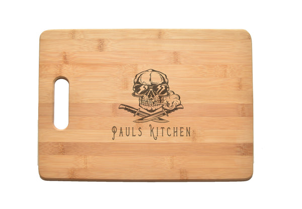 Skull Chef Cook Kitchen Chef Baker Engraved Cutting Board CB50