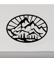 Mountains  Sun Rays RV Door Sticker  Camping Decor for Campers  Trailers