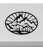 Mountains Sun Rays Sign RV Camper Camping Door Sticker CF401