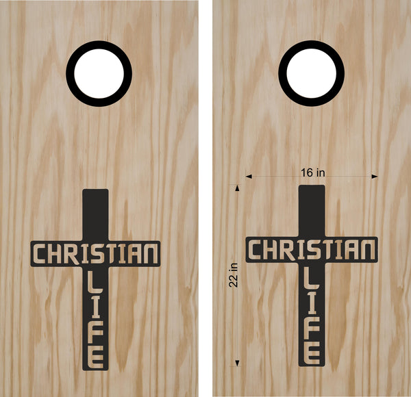 Cross Christian Life Cornhole Board Vinyl Decal Sticker CHR04