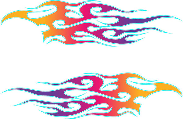 Colorful Flame Golf Cart Decals - Vibrant Tribal Graphics Kit 16" x 4" with Squeegee