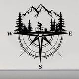 Compass Vinyl Decal with Cyclist Inside - Adventure Sticker for Campers, RVs, and Trailers CP01