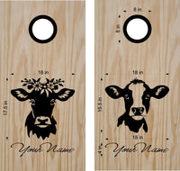 Cows Mrs and Mrs His and Hers Cornhole Board Vinyl Decal Sticker