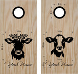 Cows Mrs and Mrs His and Hers Cornhole Board Vinyl Decal Sticker