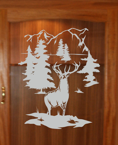 Deer Buck Mountains DIY Etched Glass Vinyl Gun