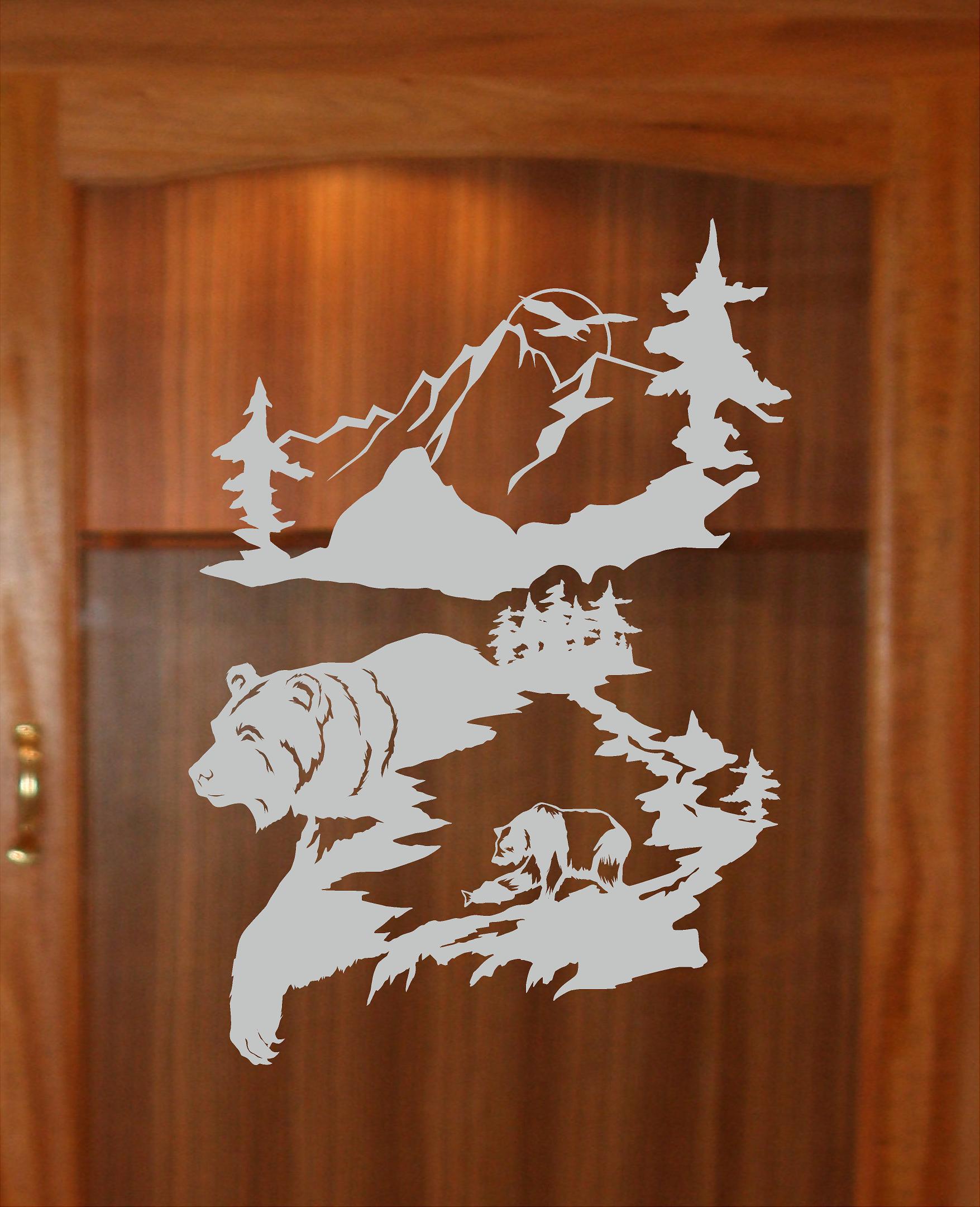 Bear Mountain DIY Etched Glass Vinyl Gun Decal, image size:1755x2160
