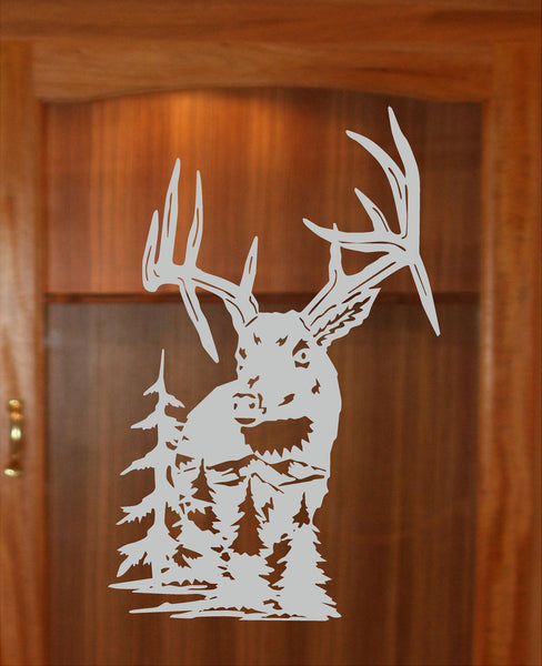 White Tail Deer Hunting Gun Cabinet Etched Glass Decal Vinyl