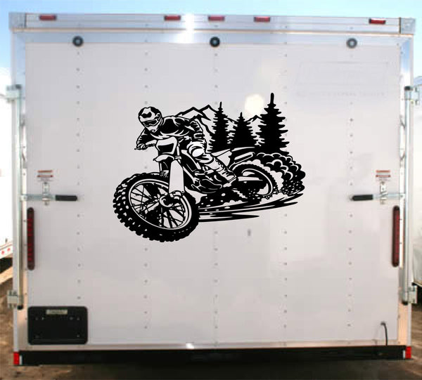 Dirt Bike Motocross Racing Trailer Vinyl Decal Toy Hauler Sticker