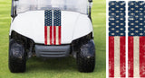 Distressed American Flag Golf Cart Hood Decals – Patriotic Vinyl Stripe Set 4" x 18"
