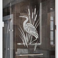 Egret Bird Etched Glass Shower Decal for Doors  Windows - Elegant Vinyl Design