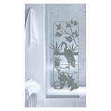 Heron Garden Scene Frosted Privacy Film - 24x52 Etched Glass Decal Shower Door Bathroom Window
