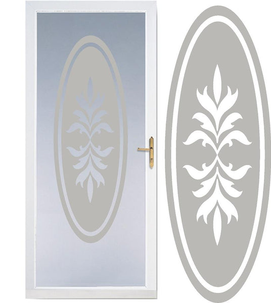 Elegant Damask Etched Vinyl Decal for Front Doors & Sidelights - 12.75" x 35.75"